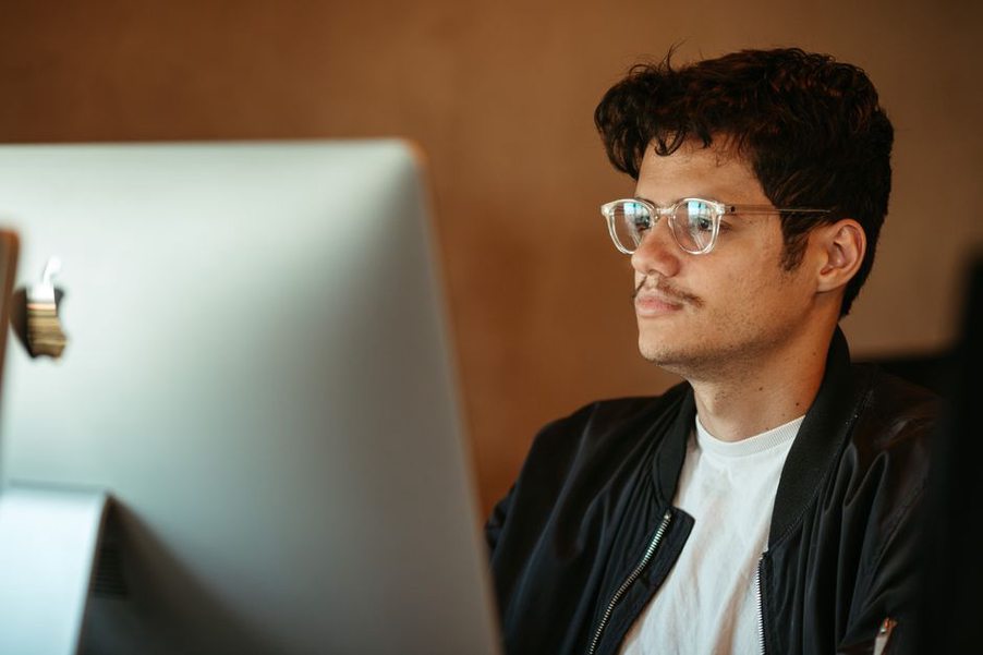 Person concerned about online security risks